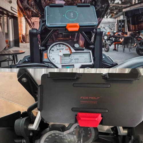 Vista 7 de Soporte de teléfono para motocicleta R1200GS, soporte para teléfono móvil con puertos de carga USB duales para R1200GS F800GS ADV F700GS R1250GS