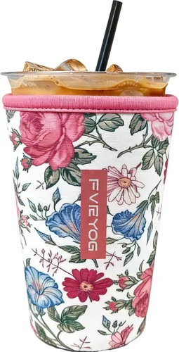 Vista 97 de Fundas de neopreno reutilizables aisladas para café helado, fundas para tazas de café helado, fundas para bebidas heladas y calientes