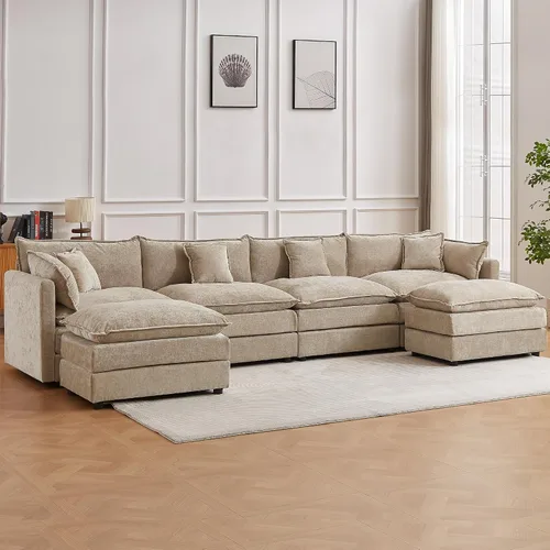 Vista 8 de Sofá modular seccional, juego de sofá en forma de L de 77 pulgadas con reposabrazos, cómodos sofás de nube de 2 plazas para sala de estar