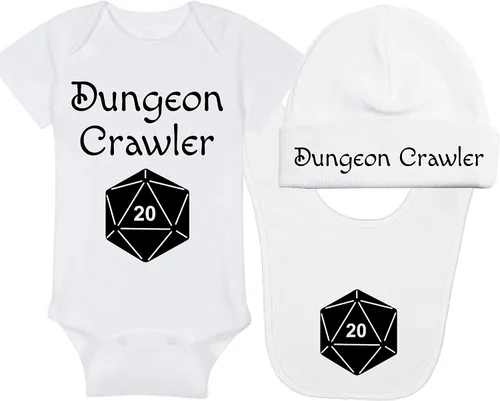 Vista 30 de Dungeon Crawler with Dice - Gaming Baby Onesie - Hat - Blanket - Bib Package Combinations
