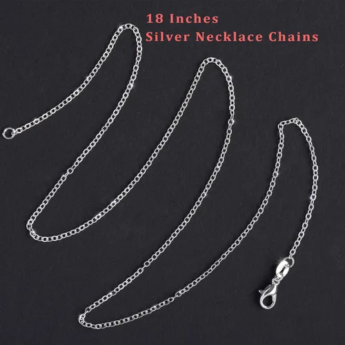Vista 2 de Paquete de 50 cadenas de collar chapadas en plata a granel, paquete de cadenas de cable para fabricación de joyas