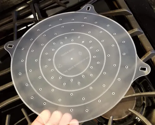 Vista 2 de Handy Housewares Cubierta redonda ventilada de 10 pulgadas para tazón de comida para microondas, ayuda a mantener tu microondas limpio (paquete de 1)
