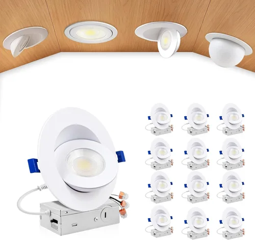 Vista 38 de zouzai Mini luz LED de cardán ajustable de 2 pulgadas, 5CCT seleccionable, rotación de 360° e inclinación de 90° para iluminación precisa Blanco