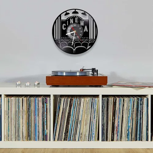 Vista 5 de Reloj de pared – Reloj de vinilo de corte de 12 pulgadas, Gramófono, Lp, para colgar en la pared, para fanáticos del cine
