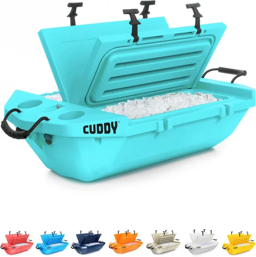 Vista 10 de CUDDY - Enfriador flotante y recipiente de almacenamiento en seco para tierra y agua, 40 cuartos de galón, ideal para río, playa, kayak, piscina