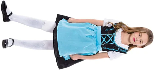 Vista 7 de ABOOFAN Vestido para niñas Oktoberfest disfraz de niña cervecera vestido de fraulein bávaro disfraz de sirvienta de bar azul negro talla S