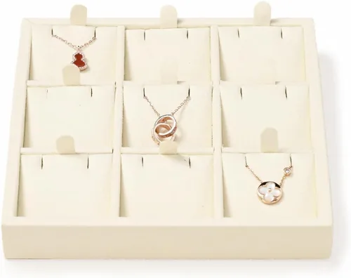Vista 9 de Oirlv - Bandeja de exhibición de joyería de microfibra, para collares, pulseras, anillos, plato vacío (Beige)