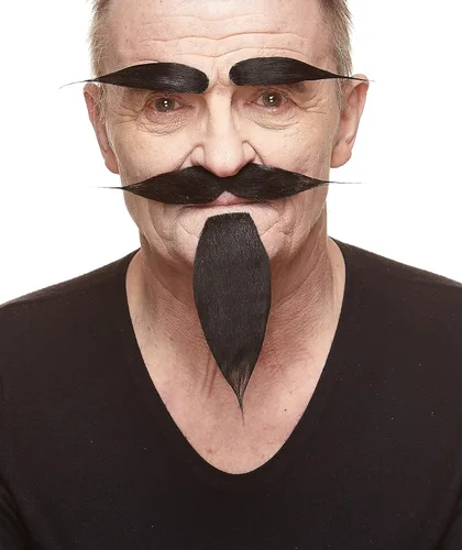 Vista 7 de Mustaches Fake Facial Hair Set, Beard, Eyebrows, Self-Adhesive Rey medieval negro