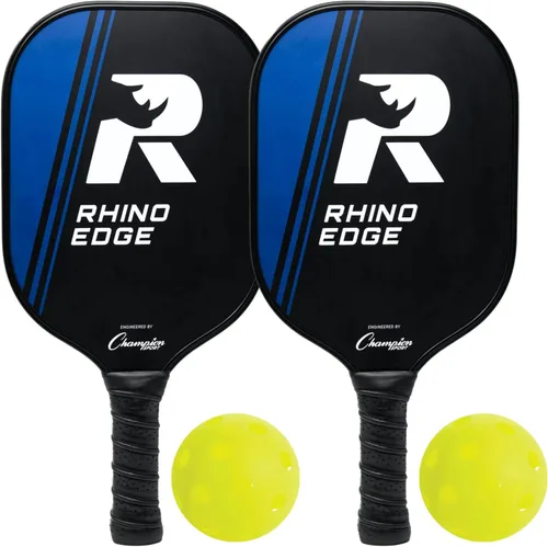 Vista 11 de Champion Sports - Palas de pickleball de rinoceronte: palas de pickleball para interiores o exteriores en madera, aluminio, fibra de vidrio, Borde