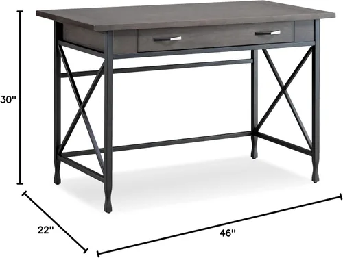 Vista 3 de Leick Home 23400 Chisel & Forge - Escritorio para computadora con cajón frontal para teclado, gris ahumado y negro mate