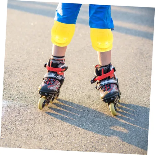 Vista 9 de VANZACK Rodilleras para niños y niñas, 6 unidades, equipo de protección deportiva, ciclismo, patinaje, de 4 a 16 años, color amarillo, resistentes