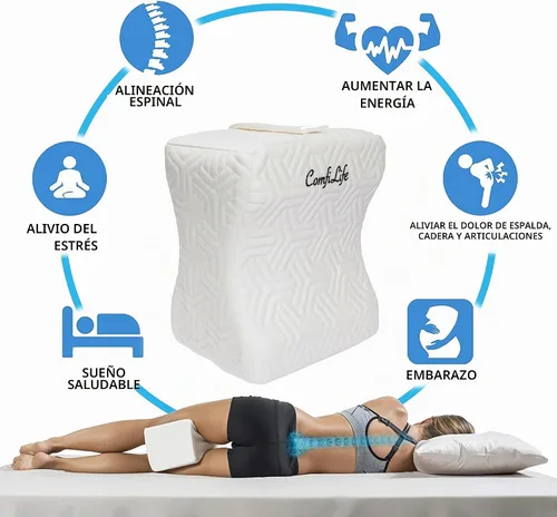 Vista 9 de ComfiLife Almohada de rodilla para personas que duermen de lado, almohada refrescante para dormir de lado, almohada de rodilla con correa para dolor