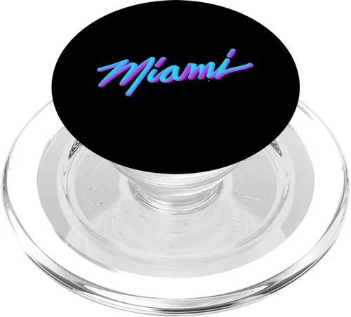 Vista 8 de Miami - Vaperwave Synthwave 80s Style Retro Design PopSockets Grip and Stand para teléfonos y tabletas, Negro