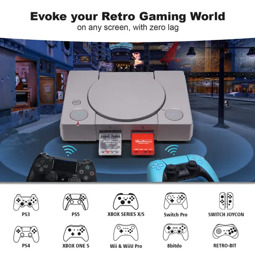 Vista 4 de BITFUNX RetroScaler PS2PS1 - Adaptador de controlador inalámbrico compatible con consola de juegos PS2PS1, compatible con PS3PS4PS5, Xbox One S