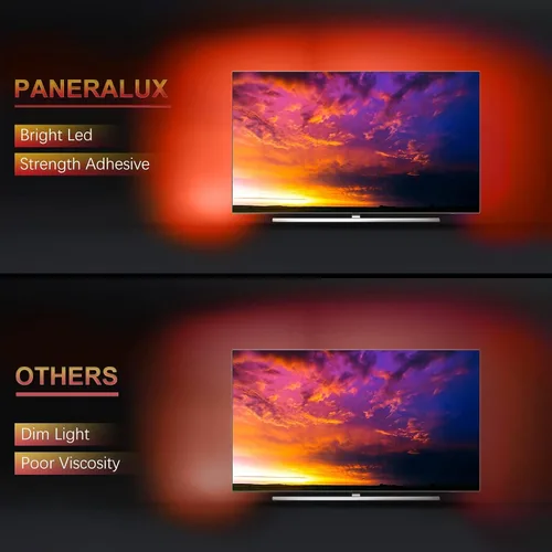 Vista 3 de Retroiluminación de TV, tira de luces LED RGB para computadora PC, 9.8 pies/9.8 ft detrás de TV, sincronización de música y función de temporizador