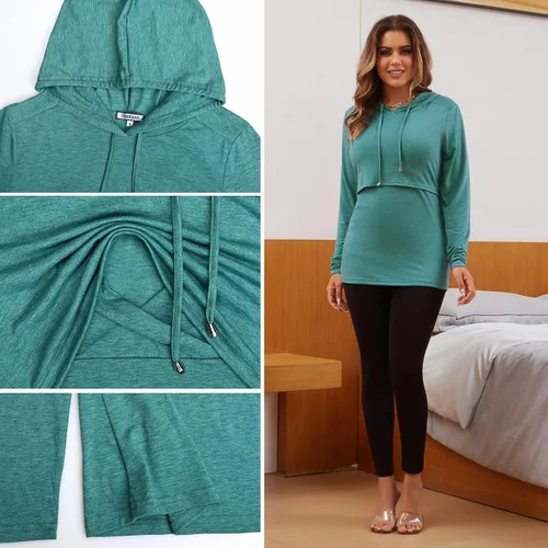 Vista 200 de GINKANA Sudadera con capucha para mujer, manga larga, lactancia materna, ropa casual