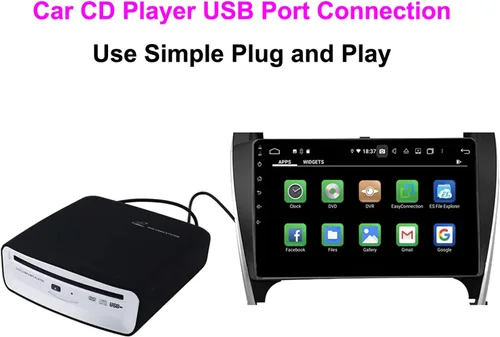 Vista 2 de Reproductor de CD universal externo para coche, reproductor de CD USB externo para automóvil Android Navegación-Plug and Play