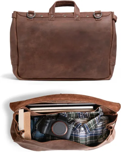 Vista 2 de Littlefield & Co., Bolso portador de correo con correa ajustable para el hombro, bolsa de mensajero, maletín grande, bolsa cruzada para hombre