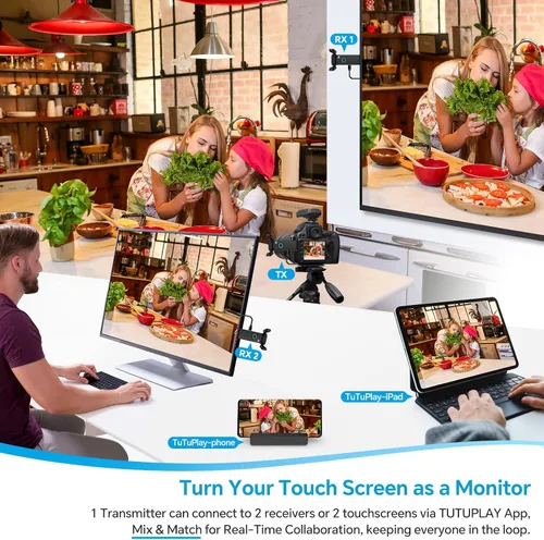 Vista 5 de Transmisor y receptor HDMI inalámbrico 4k, extensor portátil Plug and Play, HDMI inalámbrico soporta 2.4/5GHz, utilizado para transmisión de video