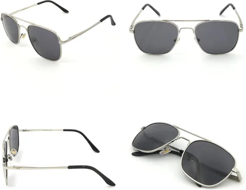 Vista 4 de J+S Lentes de sol de aviador cuadrados clásicos de estilo militar, polarizados, 100% protección UV para hombres y mujeres