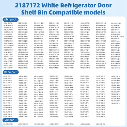 Vista 7 de 2187172 Contenedor de puerta para Whirlpool Kenmore Amana Frigidaire Frigidaire Frigidaire Roper Estate Reemplazar WP2187172, AP6006028, 2187194K