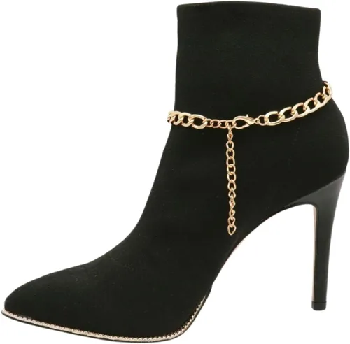 Vista 5 de Joyería de moda occidental para mujer, pulsera de cadena de bota, pulsera de zapatos, tobillera, círculo, abalorios rústicos, Sin gemas.