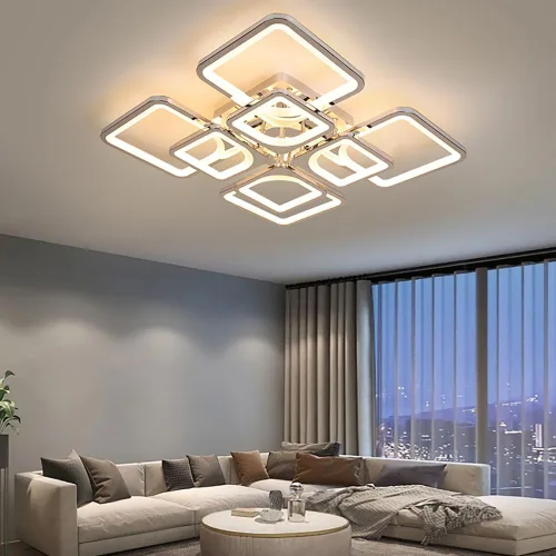 Vista 27 de Lámpara LED de techo regulable, 5 luces de techo de 23 pulgadas, montaje empotrado, lámpara de 80 W para sala de estar, dormitorio, cocina