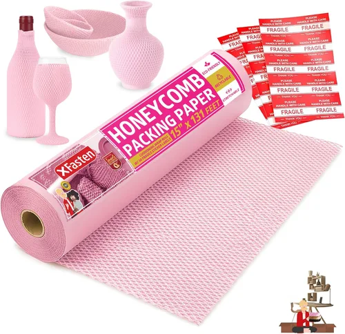 Vista 9 de Papel de embalaje de panal de abeja negro para mudanzas de 12 pulgadas x 66 pies de envoltura de burbuja de panal de abeja, papel de embalaje