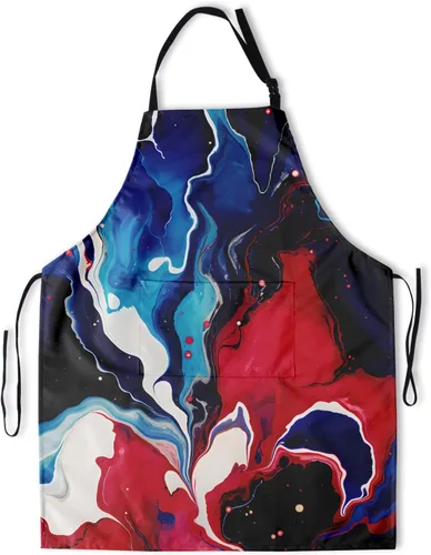 Vista 23 de Delantal colorido de poliéster Grooming Delantales con bolsillo para barbacoa Cocina Pintura Adultos