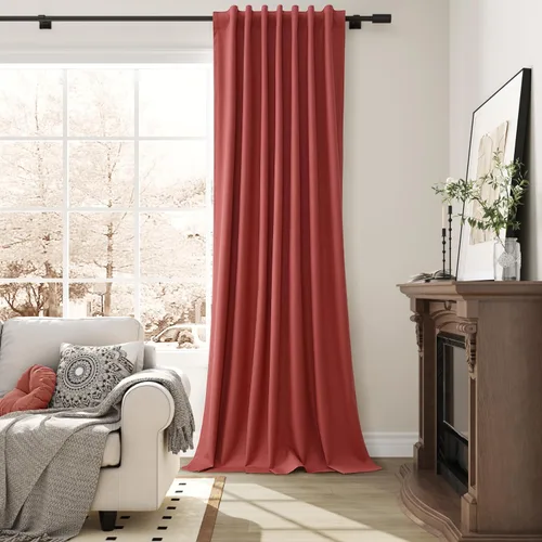 Vista 69 de Guken Cortinas opacas de lino, 2 paneles rústicos, elegantes, 100% opacas, con aislamiento térmico, banda de ganchos y trabilla trasera, 52 x 84