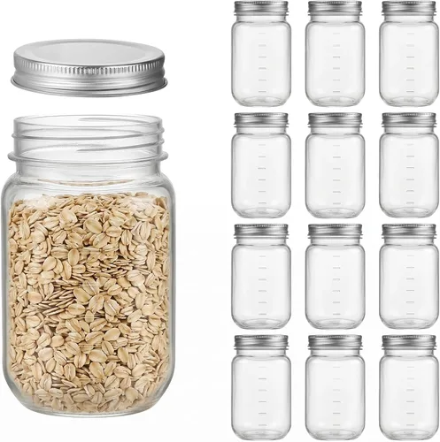 Vista 9 de Novelinks - Tarros de plástico transparente de 16 onzas con tapas y tapas de plástico 12 Pack, Black, 16 oz Plastic Containers with Lids, Storage