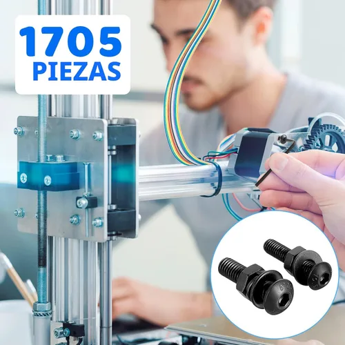 Vista 3 de Besitu Kit de Surtido de Tornillos de Máquina de 1705 Piezas, Kit de Pernos y Tuercas Métricas M2 M3 M4 M5 con Arandelas de Seguridad y Planas