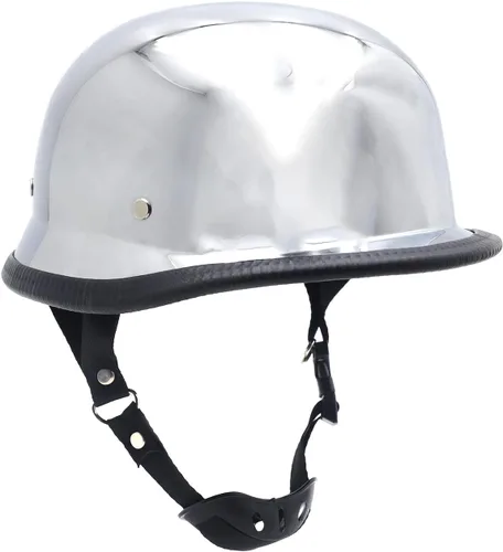 Vista 4 de (Talla L) Casco plateado DOT motocicleta alemán de media cara Biker Street Chopper Cruise [P/N: MT506-003-L-CD] Talla grande