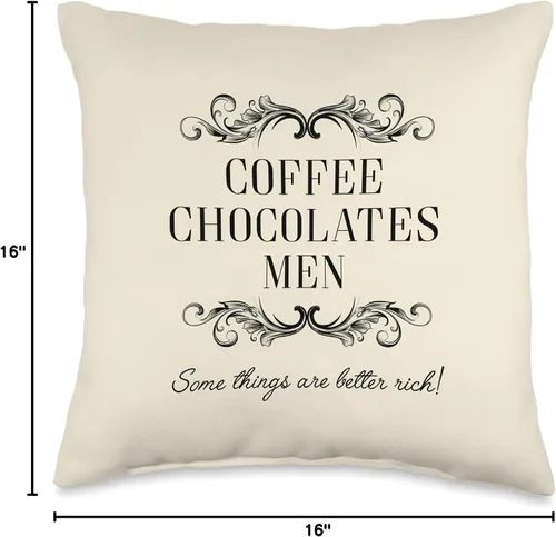 Vista 4 de Ideas de regalo para amantes del chocolate para mujeres, chocolates, café y hombres son mejores ricos, divertido con texto humor, 15.7 x 15.7 in