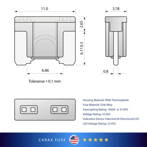 Vista 8 de CARAX Mini Micro Blade de perfil bajo ATT/LP-Mini - 10 piezas Kit surtido - Fusible Smart Auto Glow Fácil Identificación - Mezcla de 10 uds.