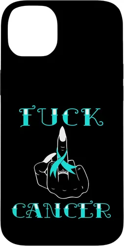 Vista 15 de Fuck Cancer Tattoos Survivor Teal Ribbon Ovarian Cancer Case for iPhone 16