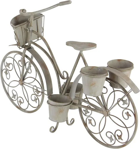 Vista 5 de Deco 79 68767 pie metálico para bicicleta, 36 x 26 pulgadas Gris