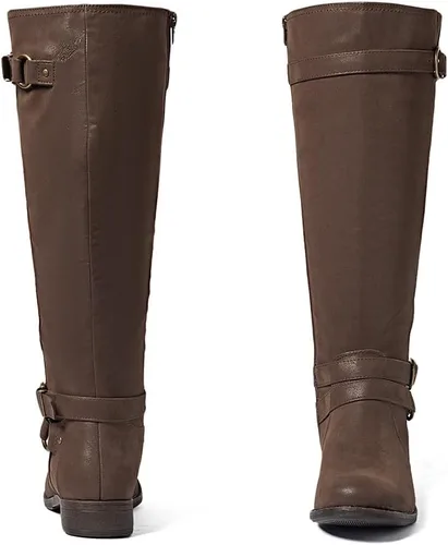 Vista 4 de Botas altas hasta la rodilla para mujer, elegantes y cómodas, con punta redonda, cierre de cremallera lateral, para otoño e invierno para mujer