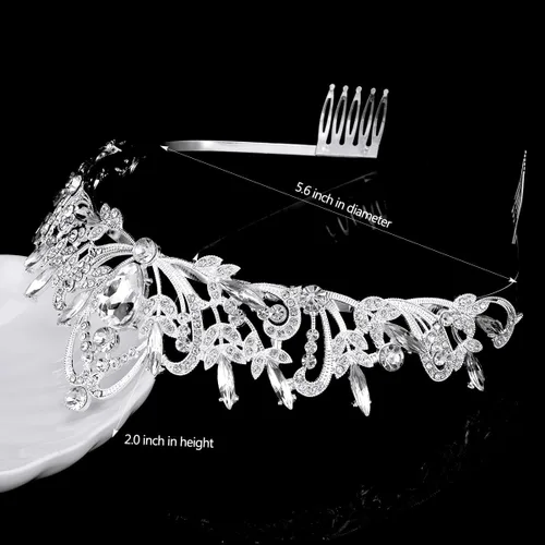 Vista 6 de TOBATOBA Tiaras para mujeres y niñas, tiaras de boda de cristal para novia, coronas para quinceañeras de 15 años 2023, tiara de quinceañera