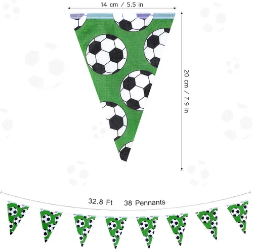 Vista 2 de Tatuo Decoraciones de fiesta de fútbol de 32.8 pies, banderines de fútbol, banderines temáticos, banderines triangulares, banderines para deportes