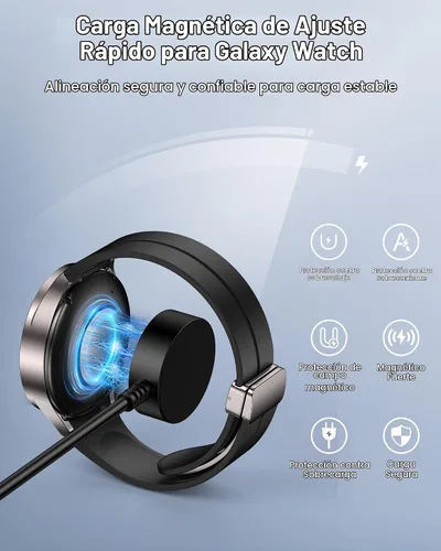 Vista 3 de Cargador inalámbrico 2 en 1 para Samsung Galaxy Watch Ultra/8/8 Classic/7/6/5/5 Pro/Fe/4/3, base de carga magnética de reloj + almohadilla de carga