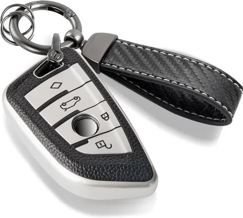 Vista 8 de para BMW Funda para Llavero con Cuerda Trenzada Metálica, Funda de TPU Suave con Superficie Granulada en Forma de Hoja Mejorada para Nueva Carcasa