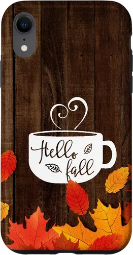 Vista 24 de Hello Fall - Taza de café para iPhone 16, diseño de hojas de otoño
