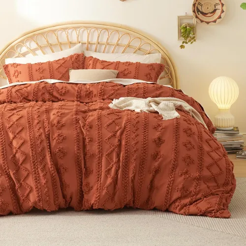 Vista 10 de Bedsure Funda de edredón bohemia tamaño matrimonial, bordado copetudo, 3 04 - Blanco - Elegante (sin edredón)