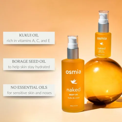Vista 5 de Osmia Skincare - Aceite corporal natural desnudo Aceites de rosa mosqueta, borraja + almendras dulces, suaviza, suaviza, nutre, belleza limpia