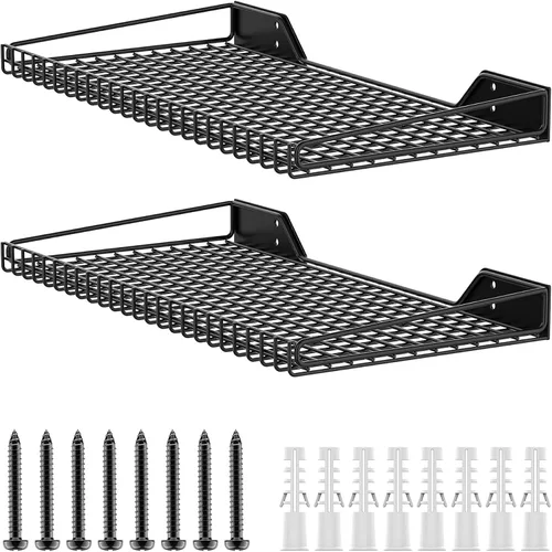Vista 9 de TORACK Paquete de 2 Estantes de Pared para Garaje, Estantes de Alambre Montados en la Pared de 15" x 45" para Garaje de Servicio Pesado, Estantería