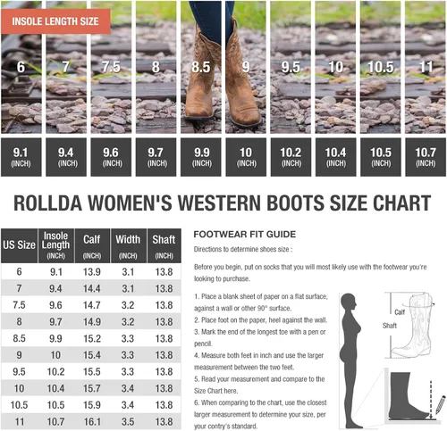 Vista 2 de HISEA - Botas vaqueras Rollda para mujer, con punta alargada y de estilo del lejano oeste