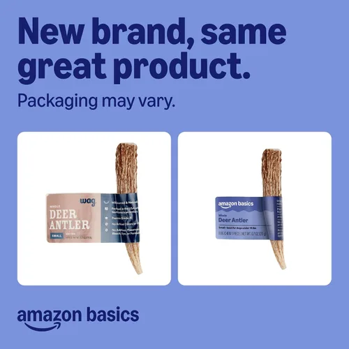 Vista 2 de Marca Amazon – Wag Dog Deer Antler masticable, desprendido naturalmente. Entero, pequeño, de larga duración para masticadores agresivos, mejor