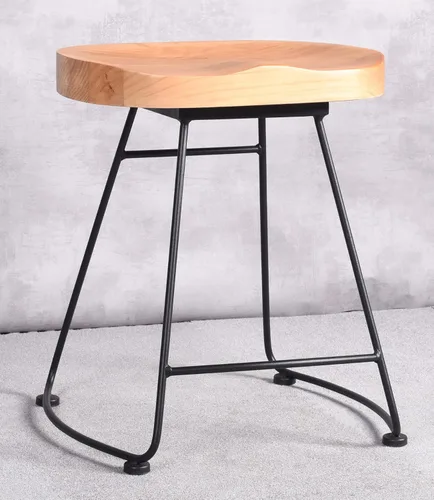 Vista 5 de Juego de 2 taburetes de bar modernos, sillas de comedor estilo rústico retro americano, taburete de bar corto de madera de mediados de siglo