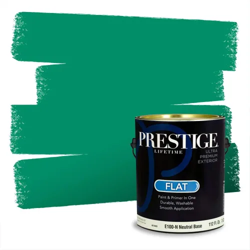 Vista 178 de Prestige Paints - Pintura exterior e imprimación en uno, 1 galón, plano, compatibilidad comparable con el color menta «Whipped Mint» de Behr